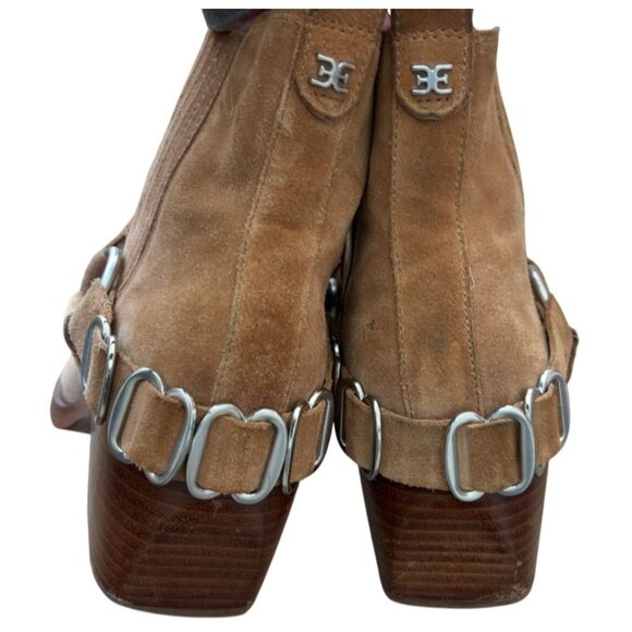 Sam Edelman Bellamie Suede Riding Heel Biker Boots Harness Size: 9 - Picture 4 of 8